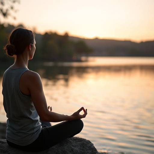 A person meditating peacefully in a serene setting.